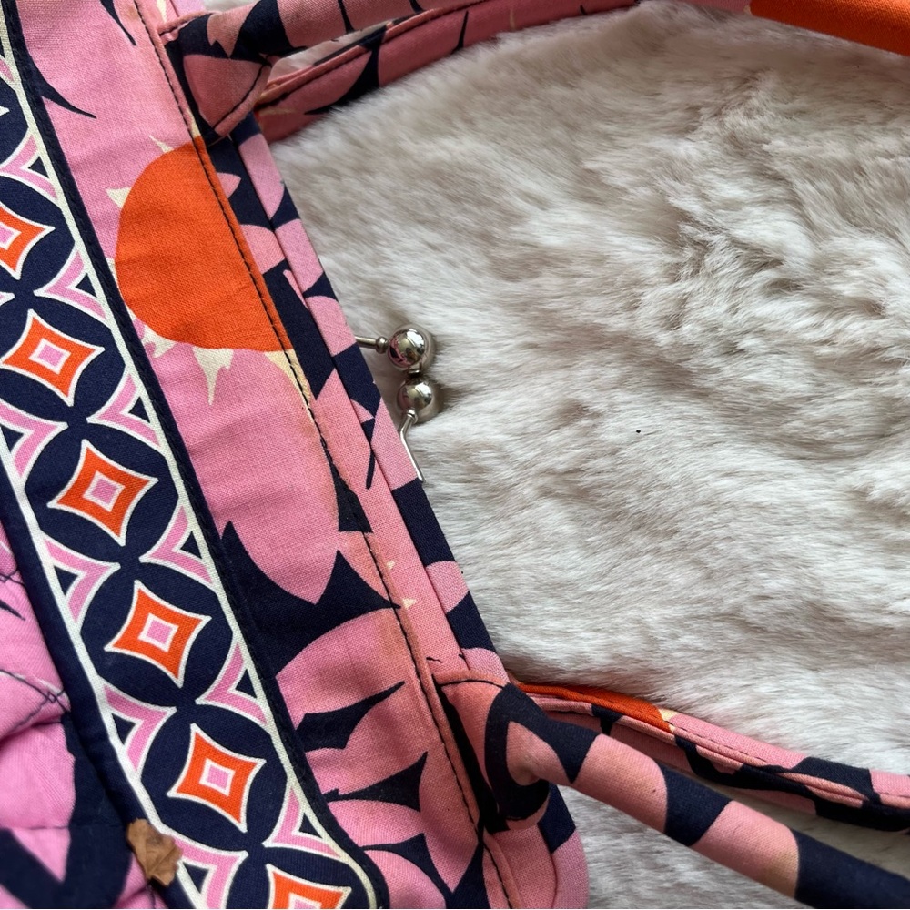 Vera Bradley Pink/Blue/Orange Floral Print Shoulder Purse - Picture 12 of 13